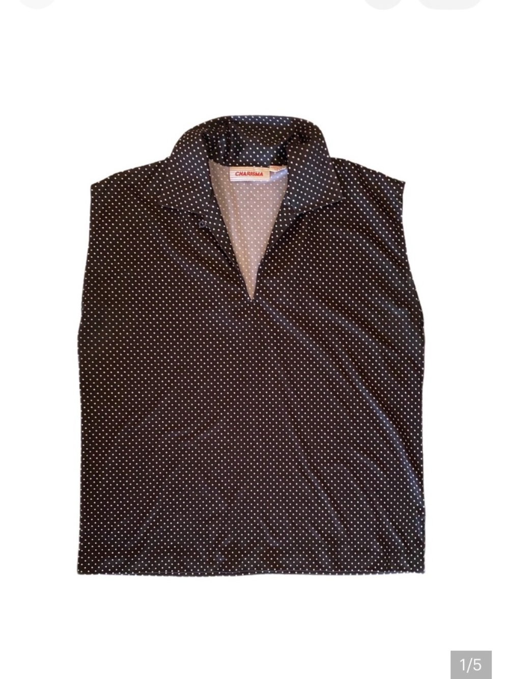 Charisma Black With White Polka Dots Sleeveless Blouse Size L